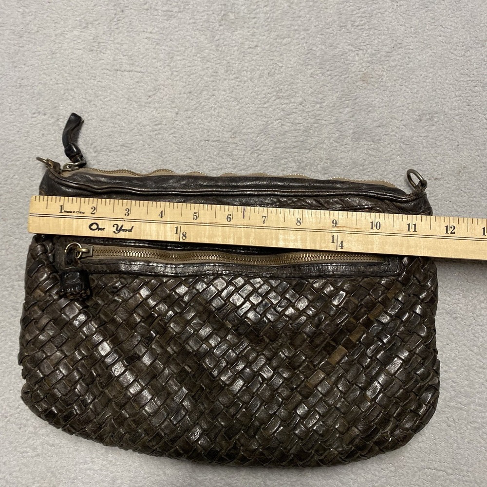 Johnny Was Leather Purse Bag Brown Crossbody Woven Hobo Italy Boho No‎ Strap - Picture 6 of 13